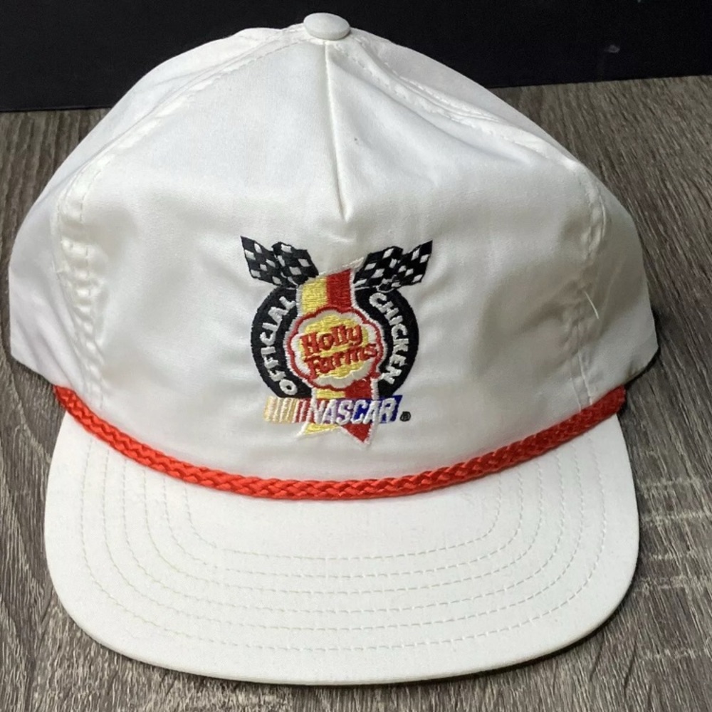 Vintage Holly Farms Nascar Racing Team Snapback Trucker Rope Hat Cap USA W/Rope